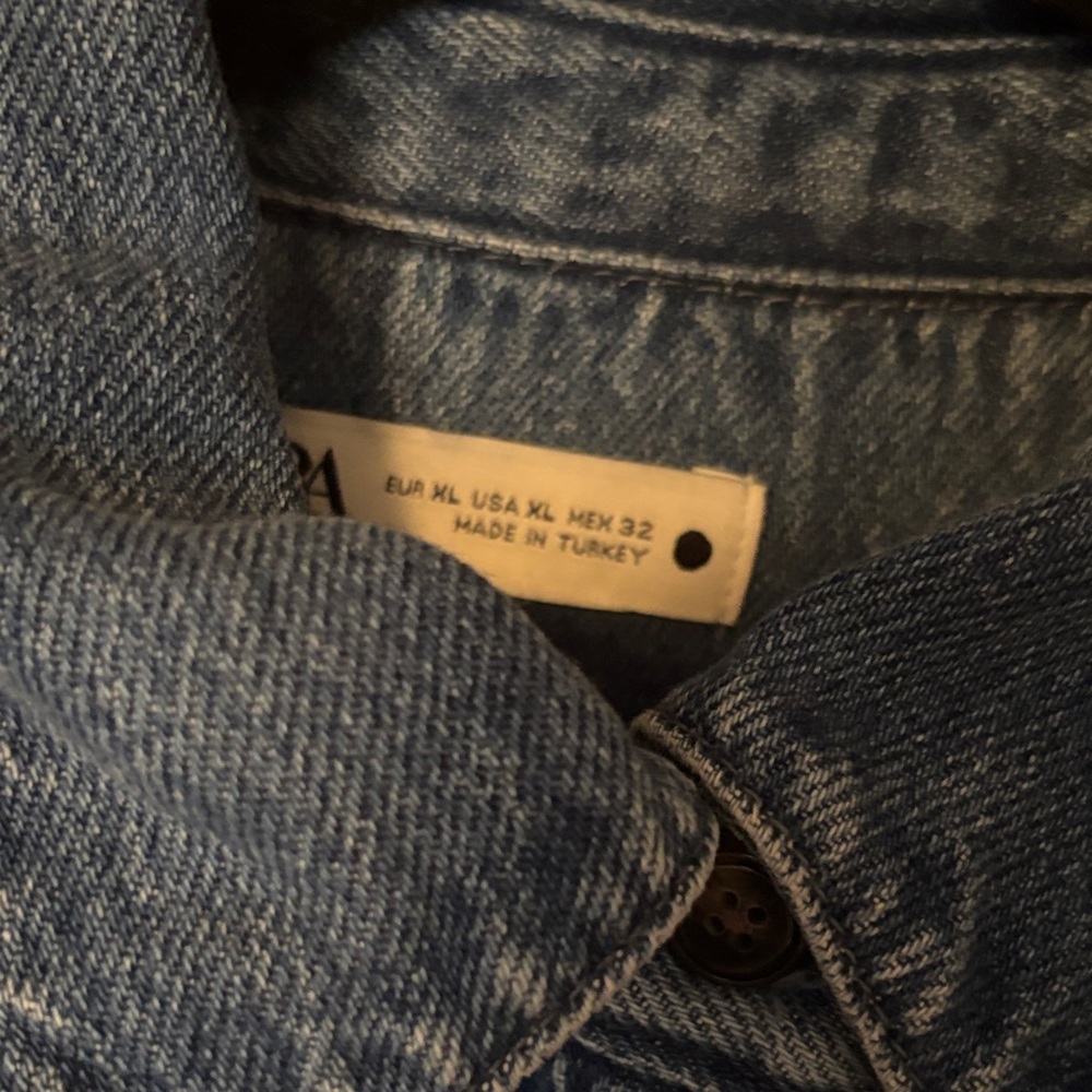 Zara Washed Denim Puff-Sleeve Shirt - Blue - Picture 4 of 4